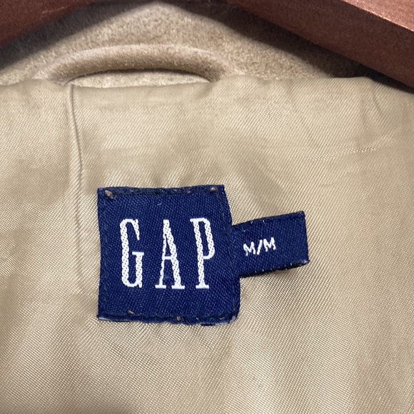 Vintage Gap Jacket Womens Beige Suede Leather Trucker Y2K Classic Retro Cowgirl - Picture 12 of 15